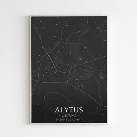 Miesto žemėlapis „Alytus" (juodas)