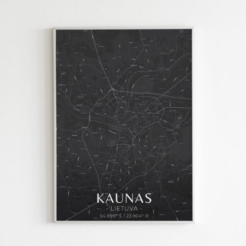 Miesto žemėlapis „Kaunas" (juodas)