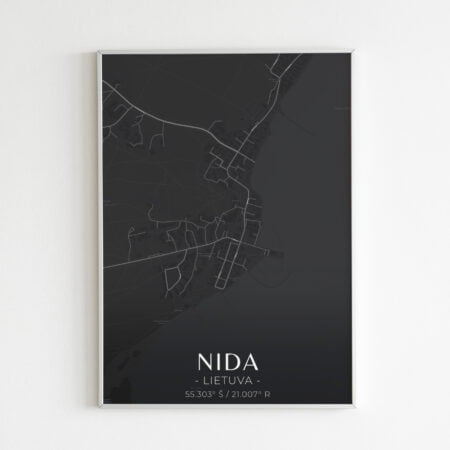 Miesto žemėlapis „Nida" (juodas)