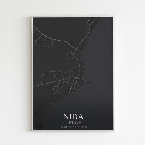 Miesto žemėlapis „Nida" (juodas)