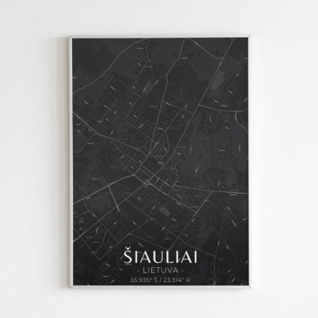 Miesto žemėlapis „Šiauliai" (juodas)