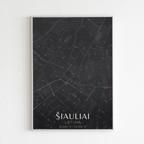 Miesto žemėlapis „Šiauliai" (juodas)